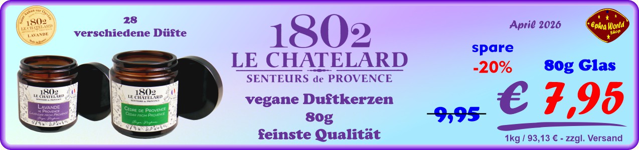 Le Chatelard 1802 Vegane Duftkerzen im 80g Glas, 7,95 €
