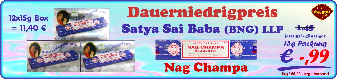Ephra World Shop - Satya Sai Baba Nag Champa Masala Räucherstäbchen 15g, 0,95 €