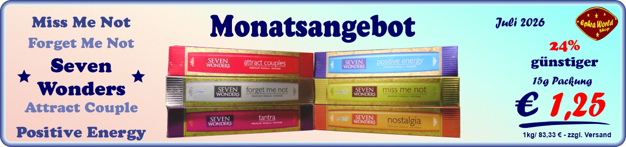 Seven Wonders Masala Räucherstäbchen 15g, 1,25 €