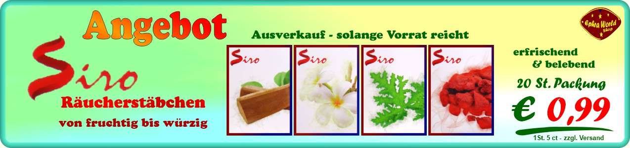 Siro Räucherstäbchen 20er, 0,99 € - Räucherstäbchen Shop