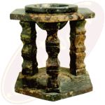 Duftlampe orientalisch Hexagonal 2-teilig braun marmoriert Speckstein