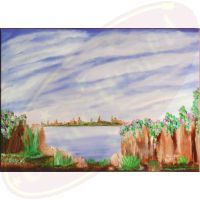 Acrylgemälde Am Ufer von Wanda Tauer