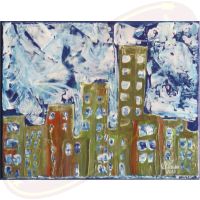 Abstraktes Acrylgemälde Eiskalt von Wanda Tauer