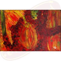 Abstraktes Acrylgemälde Steinobst von Wanda Tauer