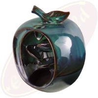 Rückfluss-Räucherkegel Gefäß Apfel mit Wasserfall mosgrün