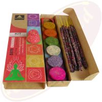 Aroma 7 Chakra Kit Smudge Räucherstäbchen & Räucherkegelstümpfe