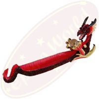 Drache Räucherstäbchenhalter rot mit Glaskugel, Polyresin
