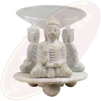 Duftlampe  Buddha 9-teilig Speckstein grau & Glasschale