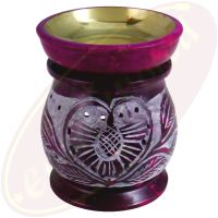 Duftlampe Blumendesign 2-teilig weinrot Speckstein