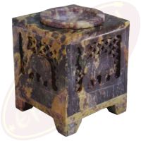 Duftlampe orientalisch Elefanten 2-teilig braun marmoriert Speckstein