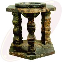 Duftlampe orientalisch Hexagonal 2-teilig braun marmoriert Speckstein