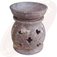 Duftlampe Pillar Shape grau rosa weiß marmoriert Speckstein 2 teilig