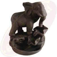 Elefant Rückfluss-Räucherkegelhalter dunkelbraun Keramik