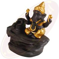 Ganesha Rückfluss-Räucherkegelhalter dunkelbraun Keramik