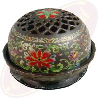 Luxus Räuchergefäß roter Lotus Keramik braun 7x11cm