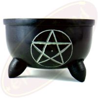 Räuchergefäß Pentagram Schwarz Speckstein 10,5 x 6,5 cm & Steine