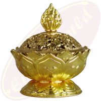 Räuchergefäß Lotus 2 teilig goldfarben 7,8x6,9cm Metall