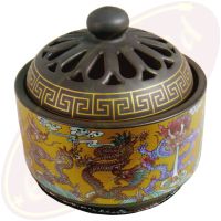 Luxus Räuchergefäß Drachenmotiv braun, gold 10x10cm