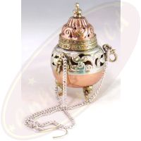 Räuchergefäß Antikoptik Metall mit Kette 9x14cm