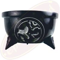 Räuchergefäß Om schwarz Speckstein & Steine 10,5 x 6,5 cm