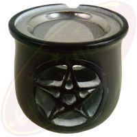 Räuchergefäß Pentagram schwarz Speckstein 8,5 x 9cm