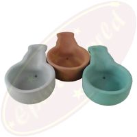 Sahumador Räuchergefäß rund mit Griff unifarben Ton H. 3,5cm