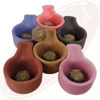 Sahumador Räuchergefäß rund mit Griff unifarben Ton H. 5cm