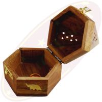 Räucherkegelbox Hexagon Motiv Elefant mit Verschluss