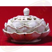 Räucherkegel Halter Lotus weiß 11x7cm