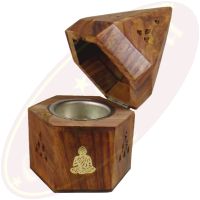 Räucherkegelbox Hexagon große Einlage Motiv Buddha