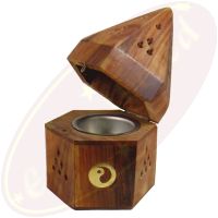 Räucherkegelbox Hexagon große Einlage Motiv Yin Yang