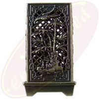 Räucherkegelbrenner chinesisches Muster 4-eckig Bronze 6cm