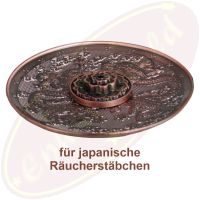 Räucherschale mit Drachenmotiv rund kupferfarbig/silber Metall 10cm