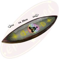 Räucherstäbchenhalter Boot Holz Chakra-Motiv bunt 29cm