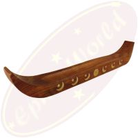 Räucherstäbchenhalter Langboot hellbraun Holz 39cm