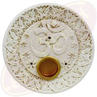 Räucherstäbchenhalter Schale Om rund weiß