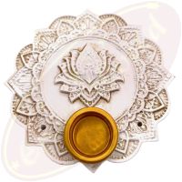 Räucherstäbchenhalter Schale Lotus rund weiß