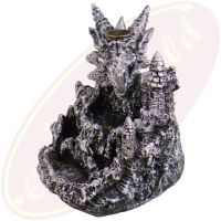 Rückfluss-Räuchergefäß Drachenburg Silber mit LED-Licht