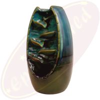 Rückflussräucherkegelgefäß 5 Stufen-Wasserfall in Vase moosgrün Keramik