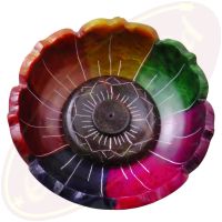 Specksteinschale Lotus bunt Räucherstäbchen- & Kegelhalter