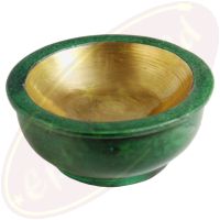 Specksteinschale mit Messingeinsatz grün 3cmx6,5cm