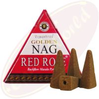 Vijayshree Golden Nag Red Rose Rückflussräucherkegel mit Loch