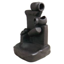 Brunnen mit Krügen Rückfluss-Räucherkegelhalter dunkelbraun Keramik