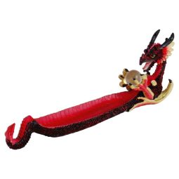 Drache Räucherstäbchenhalter rot mit Glaskugel, Polyresin