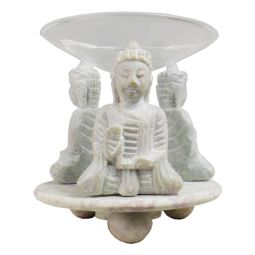 Duftlampe  Buddha 9-teilig Speckstein grau & Glasschale