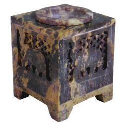 Duftlampe orientalisch Elefanten 2-teilig braun marmoriert Speckstein