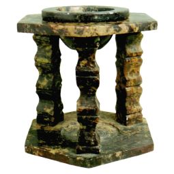 Duftlampe orientalisch Hexagonal 2-teilig braun marmoriert Speckstein