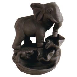 Elefant Rückfluss-Räucherkegelhalter dunkelbraun Keramik