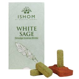 ISHOM White Sage Incense Bricks/Räucherbriketts 15 Stk. & Halter