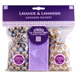 Le Chatelard 1802 Duftsäckchen Lavendel & Lavandin 2x18g & 100g Lavendel Seife Azur Blau